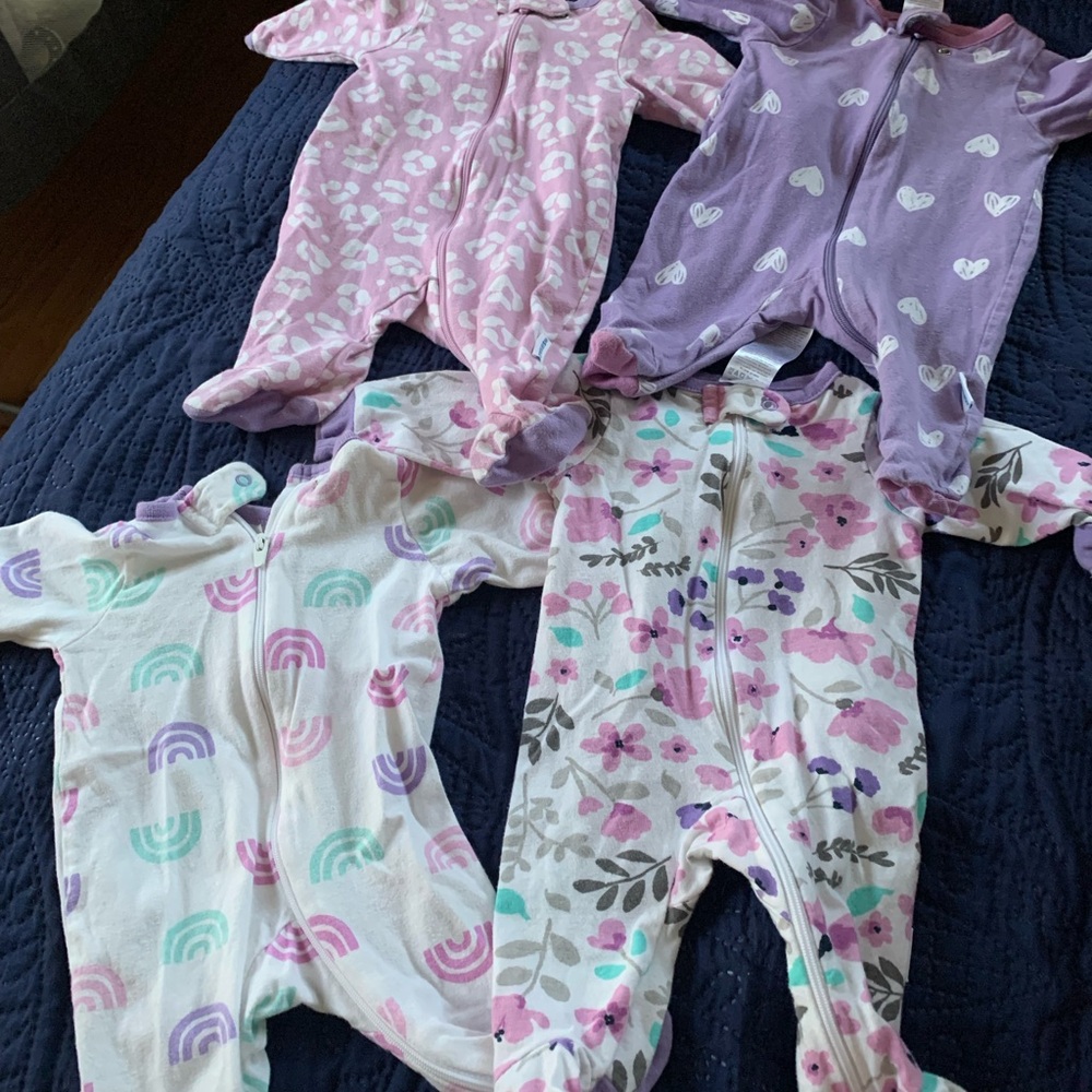 Gerber Pink and Purple Baby Footies Set